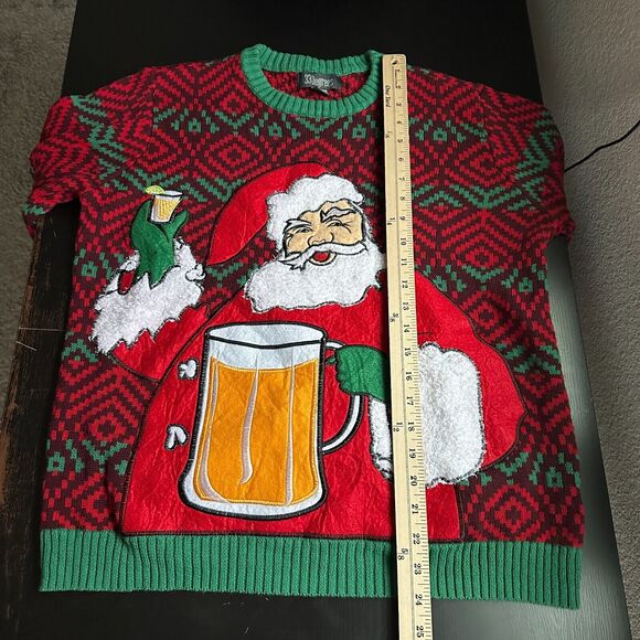 33 Degrees Ugly Christmas Sweater Mens Small Knit Pullover Santa Clause Beer - Picture 8 of 9